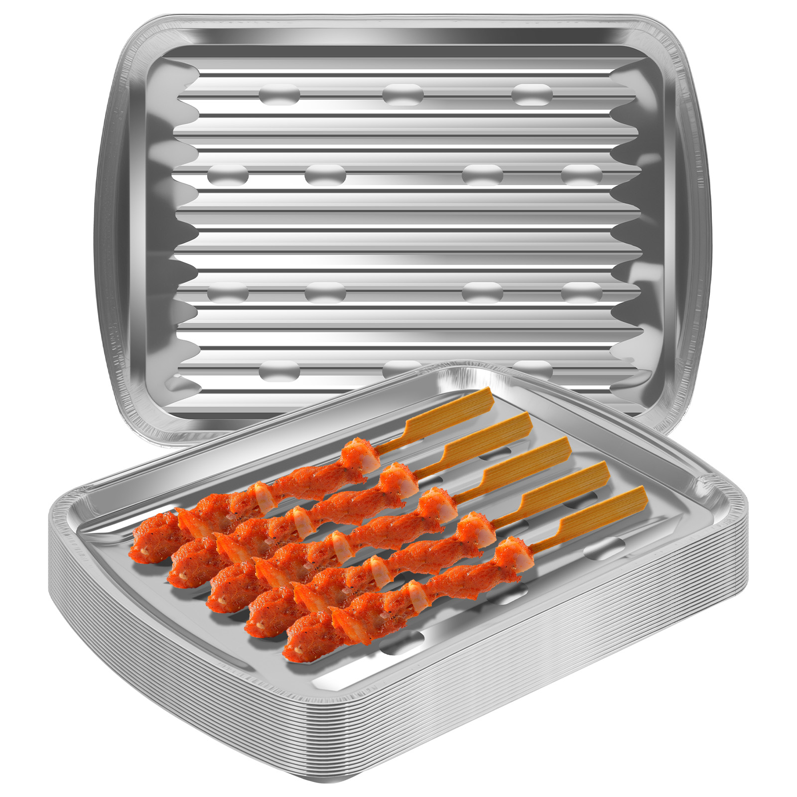 Camping Cooking Food - Aluminum Foil Trays Non-Stick Baking Pans